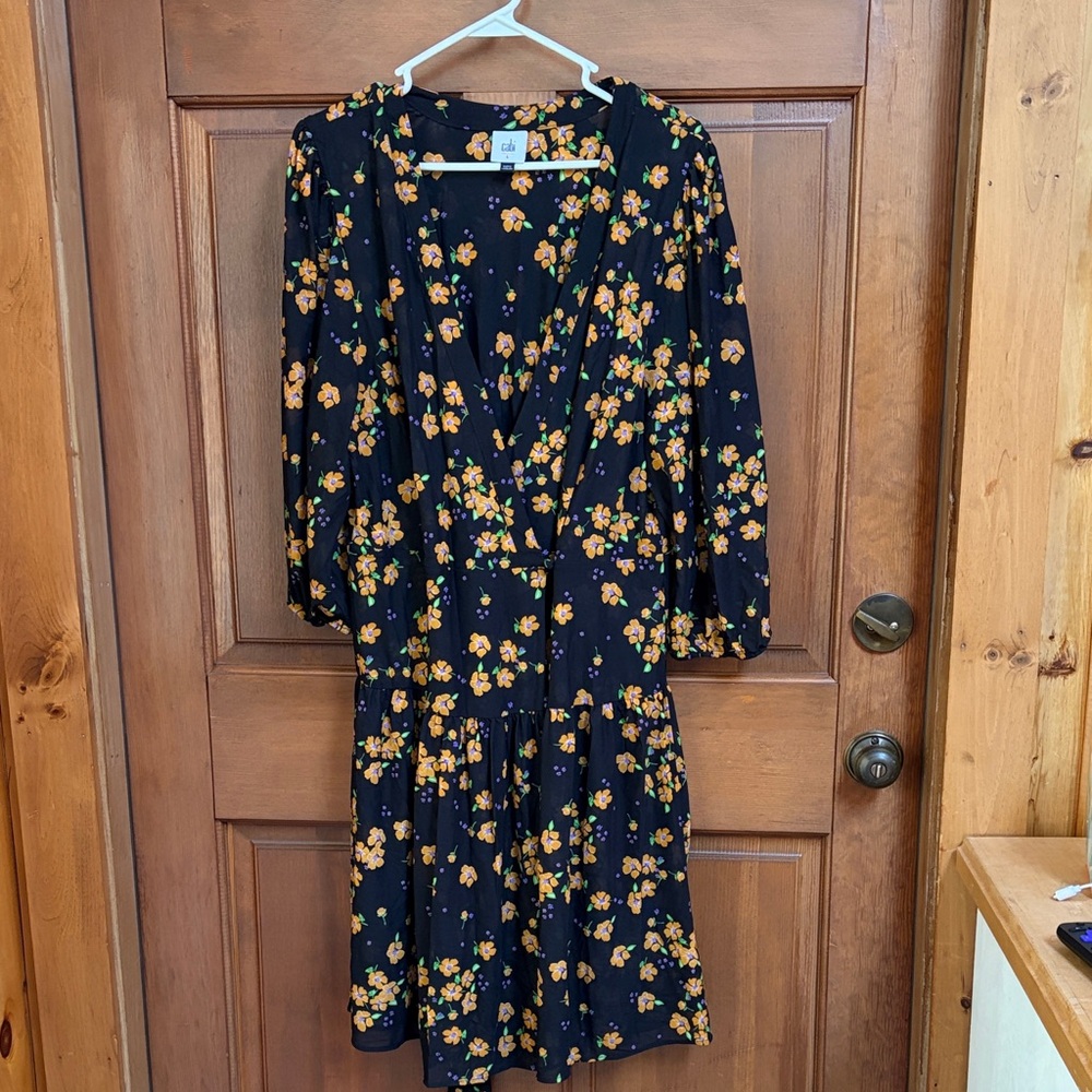 CAbi Debut Fiesta Floral Dress Long Sleeve Dress Size Large